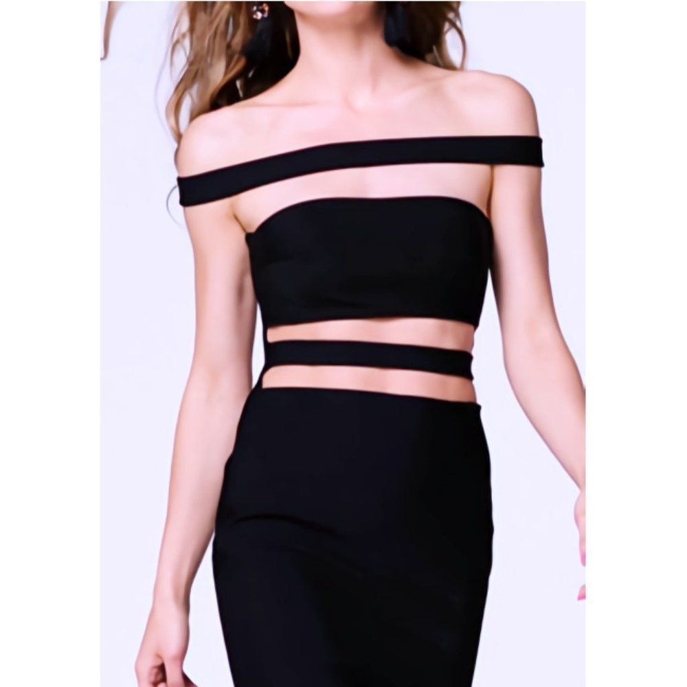 TARIK EDIZ *Karessa* Short Black Bandage Party Dress w/Cut-Outs NWT